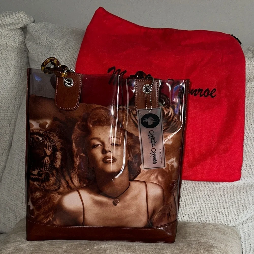 Marilyn Monroe Clear and Brown Tote Bag